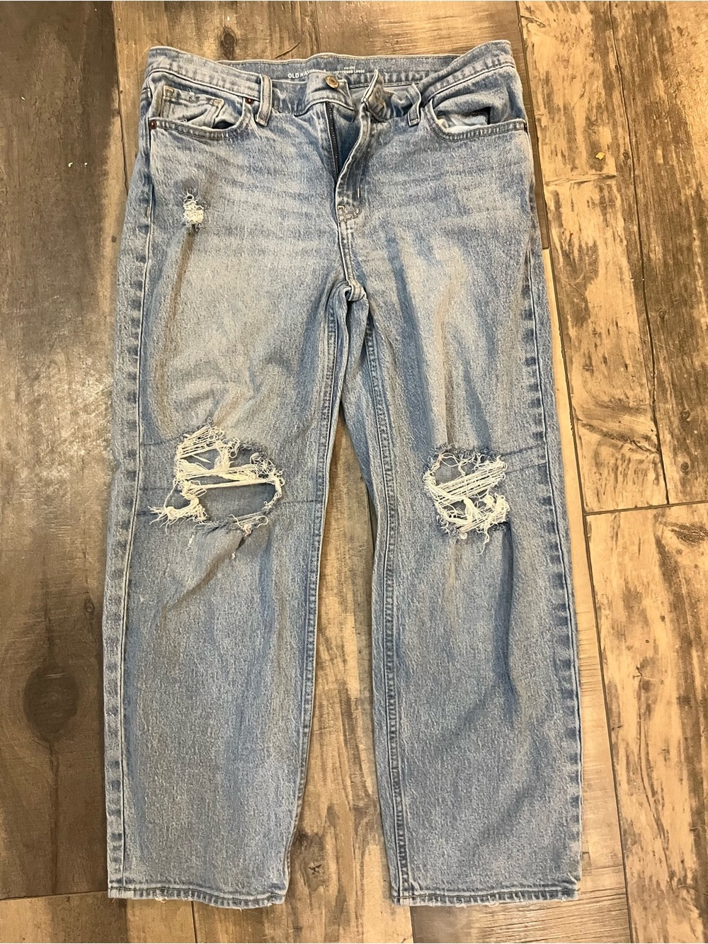 Old Navy Mid-Rise Boyfriend Loose Distressed Jeans Womens Size 8